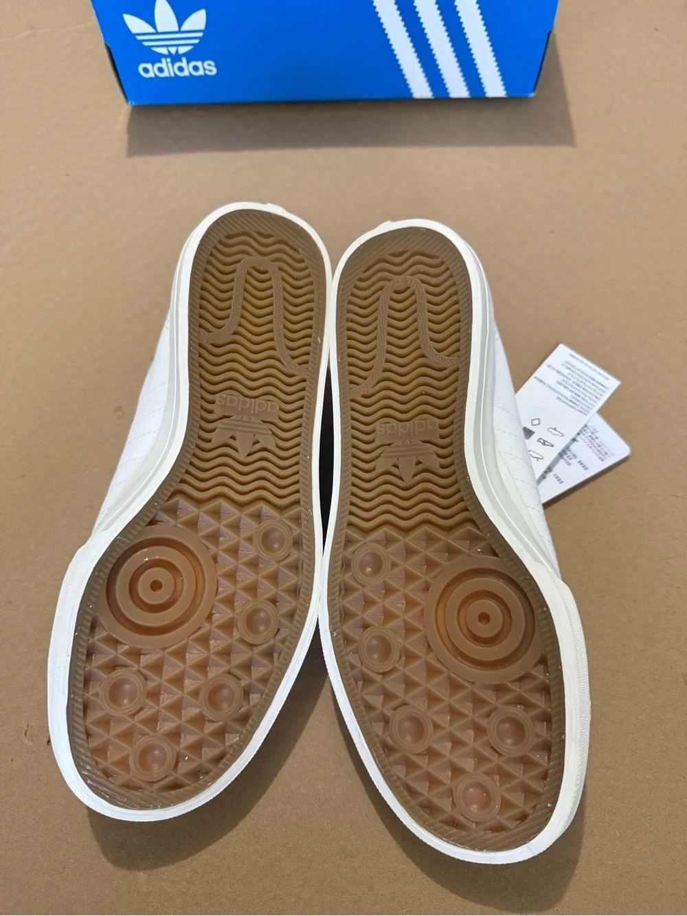 adidas White Canvas Low-Top Sneakers with Gum Outsole